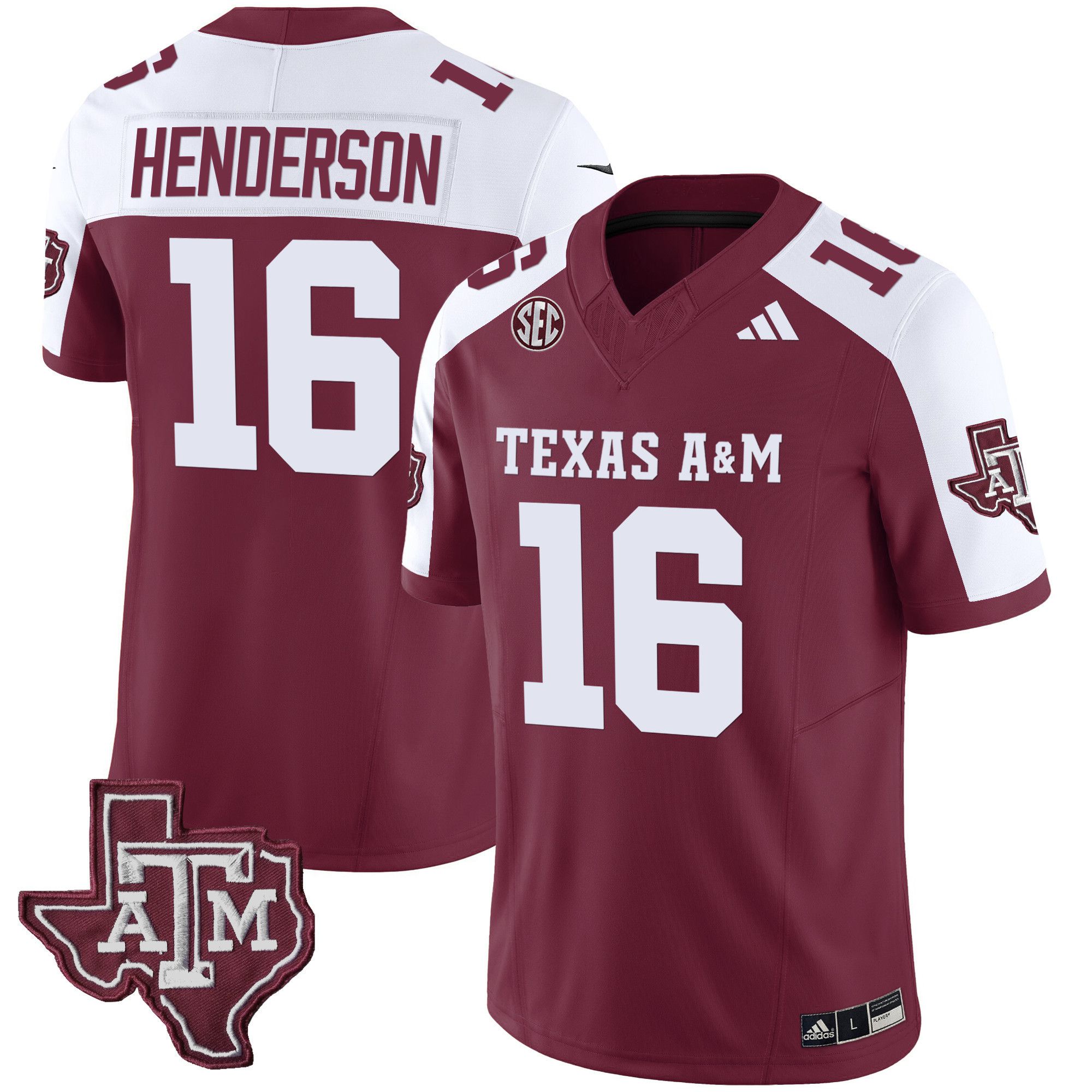 Men Texas A&M Aggies #16 Henderson Red 2024 Vapor Limited NCAA Jersey